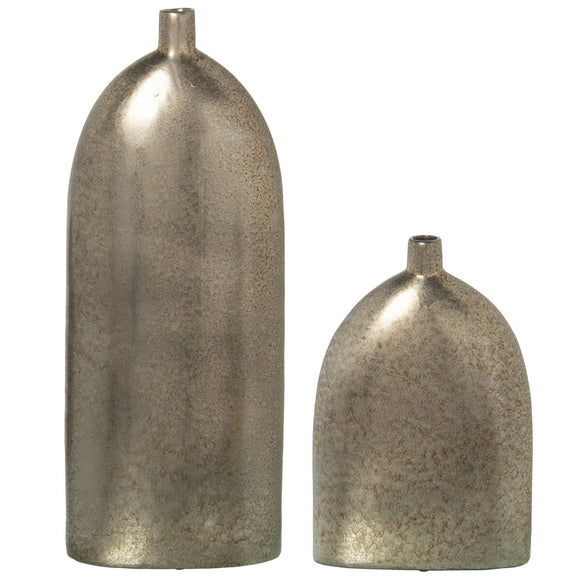 Set of 2 Vases Alexandra House Living Silver Ceramic 16 x 19 x 51 cm (2 Pieces)-0