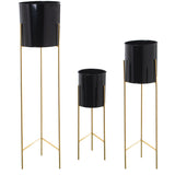 Set of Planters Alexandra House Living Black Golden Metal With support (3 Pieces)-0