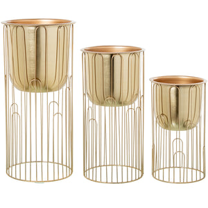 Set of Planters Alexandra House Living Gold Metal 3 Pieces-0