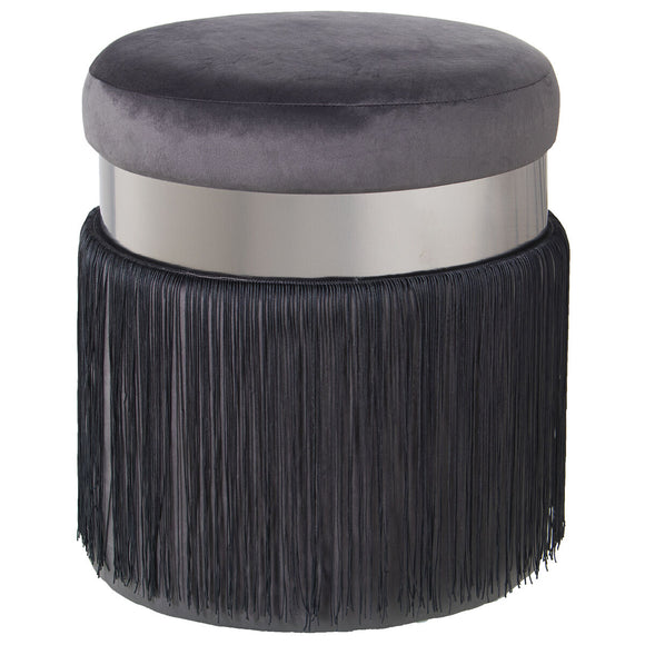 Pouffe Alexandra House Living Black Grey Velvet Wood 7 x 44 x 40 cm-0