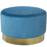 Pouffe Alexandra House Living Blue Golden Velvet Wood 8 x 35 x 55 cm-0