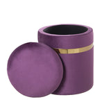 Pouffe Alexandra House Living Violet Golden Velvet Wood Set 2 Pieces-2