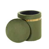 Pouffe Alexandra House Living Green Golden Velvet Wood Set 2 Pieces-2