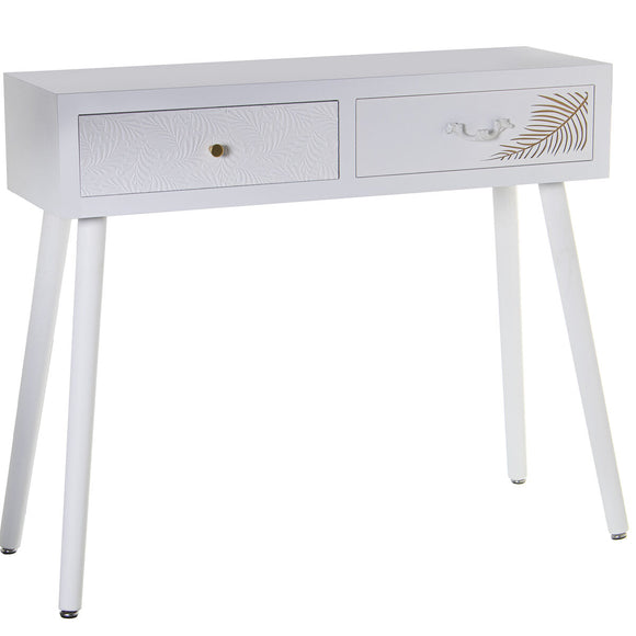 Console Alexandra House Living White Golden Wood 90 x 78 x 30 cm-0