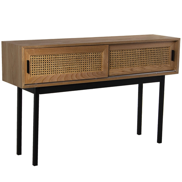 Console Alexandra House Living Brown Black Wood wicker 120 x 75 x 30 cm-0