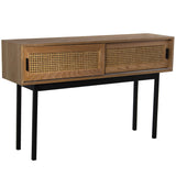 Console Alexandra House Living Brown Black Wood wicker 120 x 75 x 30 cm-0