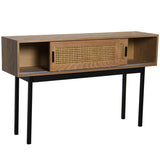 Console Alexandra House Living Brown Black Wood wicker 120 x 75 x 30 cm-4