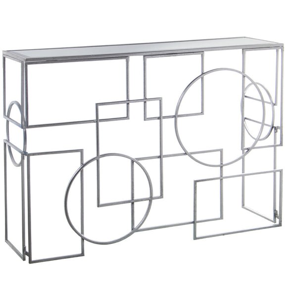 Console Alexandra House Living Transparent Silver Metal 110 x 79 x 31 cm-0