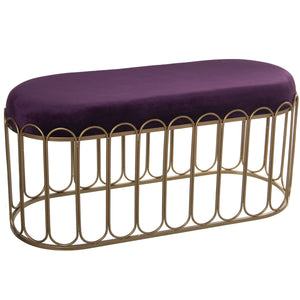 Bench Alexandra House Living Violet Golden Velvet Metal 100 x 47 x 40 cm-0