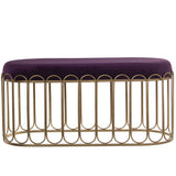 Bench Alexandra House Living Violet Golden Velvet Metal 100 x 47 x 40 cm-4