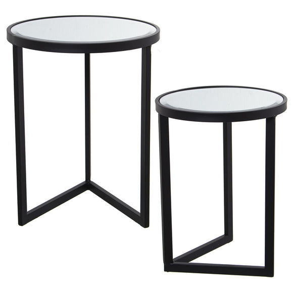 Set of 2 tables Alexandra House Living Black Silver-0