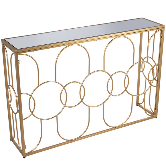 Console Alexandra House Living Transparent Golden Metal 120 x 80 x 28 cm-0