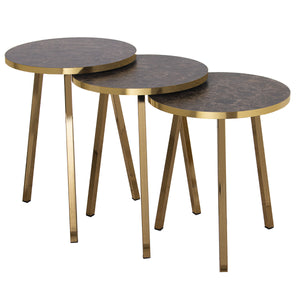 Set of 3 tables Alexandra House Living Brown Golden Wood-0