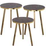 Set of 3 tables Alexandra House Living Brown Golden Wood-4