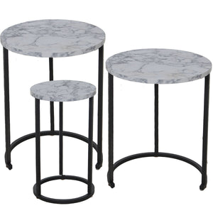 Set of 3 tables Alexandra House Living Black Grey Wood-0