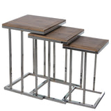 Set of 3 tables Alexandra House Living Brown Silver Wood-0