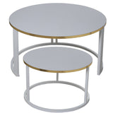 Set of 2 tables Alexandra House Living White Grey Wood 80 x 43 x 80 cm-3