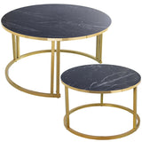 Set of 2 tables Alexandra House Living Black Golden Wood-4