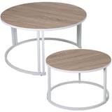 Set of 2 tables Alexandra House Living White Brown Wood-6