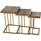 Set of 3 tables Alexandra House Living Brown Golden Wood-0