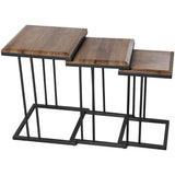 Set of 3 tables Alexandra House Living Brown Black Wood-0