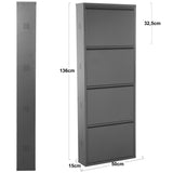 Shoe Rack Alexandra House Living Grey 50 x 136 x 15 cm 4 drawers-7