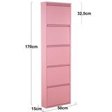 Shoe Rack Alexandra House Living Pink 50 x 170 x 15 cm 5 drawers-2