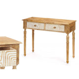 Hall Table with 2 Drawers Gift Decor White Brown 98 x 77 x 42 cm Curve-3