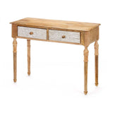 Hall Table with 2 Drawers Gift Decor White Brown 98 x 77 x 42 cm Stripes-0