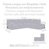 Right long arm chaise longue cover Eysa ROC Light grey 110 x 120 x 500 cm-3