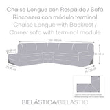 Left long arm chaise longue cover Eysa ROC Candied Chestnut Light brown 110 x 120 x 500 cm-3