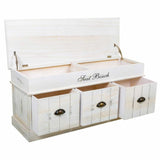 Storage chest with seat Alexandra House Living White Paolownia wood MDF Wood 35 x 50 x 102 cm-3