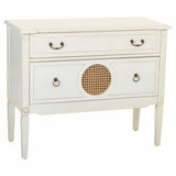 Chest of drawers Alexandra House Living White Rattan Fir wood MDF Wood 72 x 38 x 88 cm-0