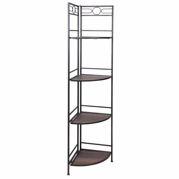 Corner Shelves Alexandra House Living Black Golden Metal MDF Wood 36 x 165 x 50 cm-0