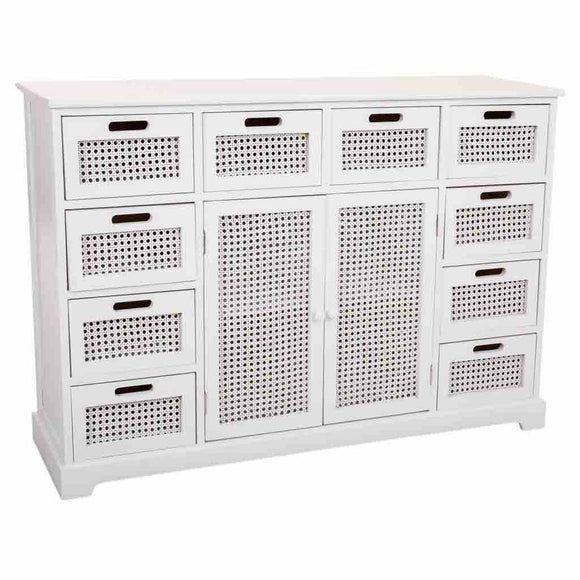 Sideboard Alexandra House Living White Paolownia wood MDF Wood 33 x 78 x 113 cm-0