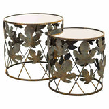 Set of 2 tables Alexandra House Living Golden Glass Iron 60 x 56 x 60 cm-0