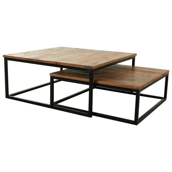 Set of 2 tables Alexandra House Living Natural Iron Mango wood 75 x 34 x 75 cm-0