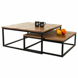 Set of 2 tables Alexandra House Living Natural Iron Mango wood 75 x 34 x 75 cm-4