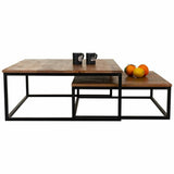 Set of 2 tables Alexandra House Living Natural Iron Mango wood 75 x 34 x 75 cm-3