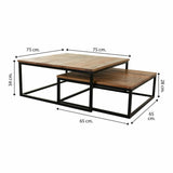 Set of 2 tables Alexandra House Living Natural Iron Mango wood 75 x 34 x 75 cm-1