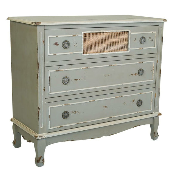 Chest of drawers Alexandra House Living Grey Rattan Fir wood MDF Wood 38 x 80 x 90 cm-0