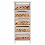 Chest of drawers Alexandra House Living White Cloth Water hyacinth Paolownia wood 25 x 88 x 35 cm-5