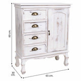 Hall Table with Drawers Alexandra House Living White Paolownia wood 30 x 80 x 65 cm-2