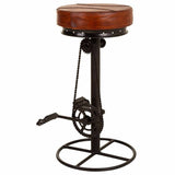 Stool Alexandra House Living Black Dark brown Leather Iron 41 x 80 x 41 cm Pedals-0