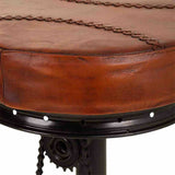 Stool Alexandra House Living Black Dark brown Leather Iron 41 x 80 x 41 cm Pedals-4