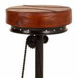 Stool Alexandra House Living Black Dark brown Leather Iron 41 x 80 x 41 cm Pedals-2