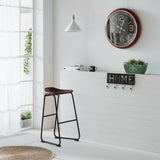 Stool Alexandra House Living Brown Black Leather Iron 46 x 80 x 46 cm-6