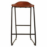 Stool Alexandra House Living Brown Black Leather Iron 46 x 80 x 46 cm-5