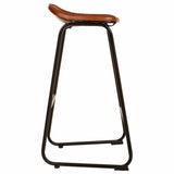 Stool Alexandra House Living Brown Black Leather Iron 46 x 80 x 46 cm-4