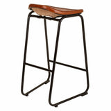 Stool Alexandra House Living Brown Black Leather Iron 46 x 80 x 46 cm-3